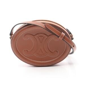 Celine Oval Cuir Triomphe Shoulder Bag Brown Leather